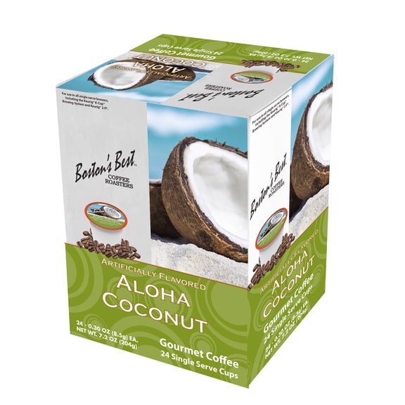 Boston's Best Coffee Roasters Aloha Coconut. Medium Roast, Coffee Pods, 24 Ct