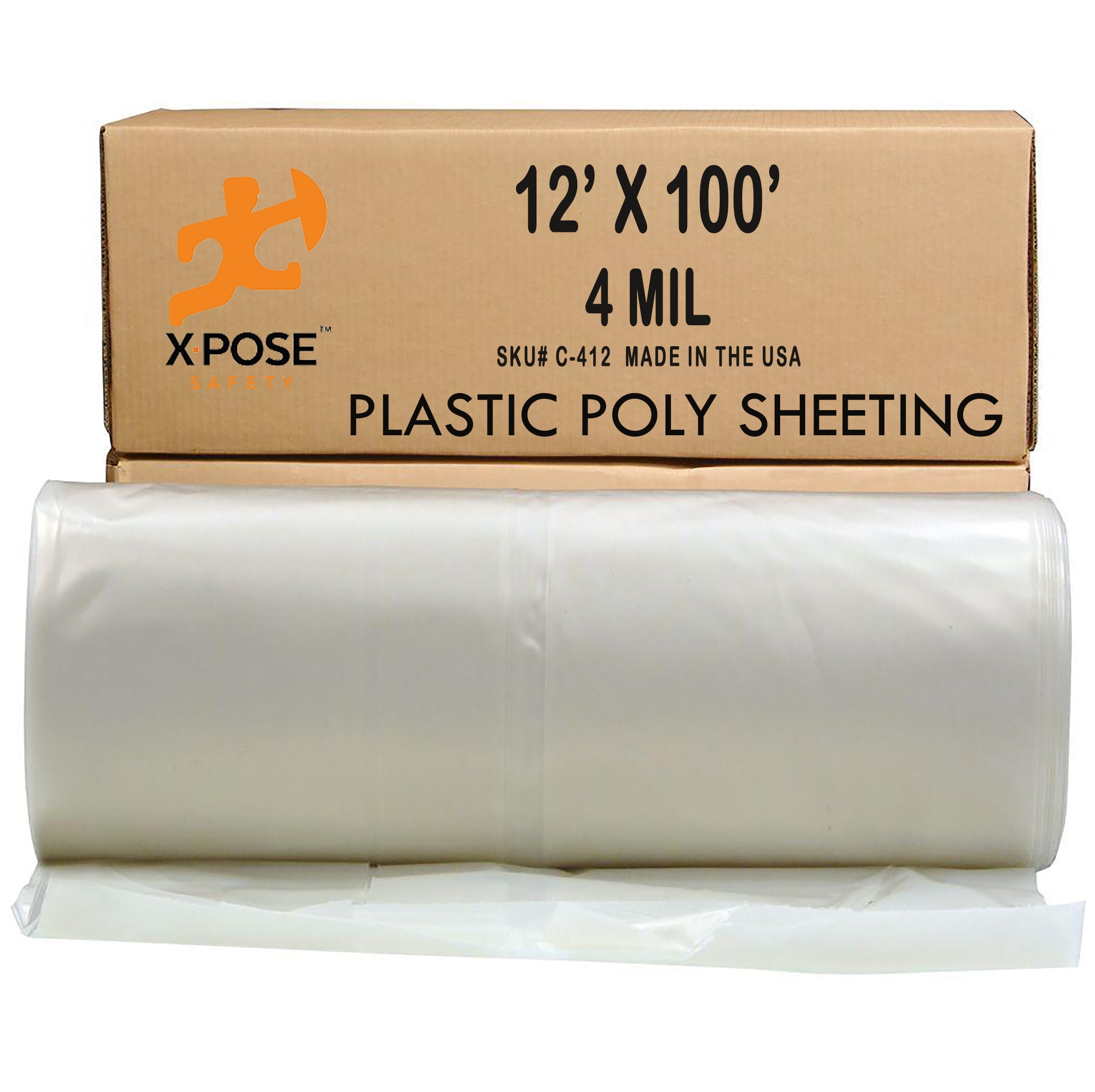 Clear Poly Sheeting 12x100 Feet Heavy Duty, 4 Mil Thick Plastic Tarp Waterproof Vapor and