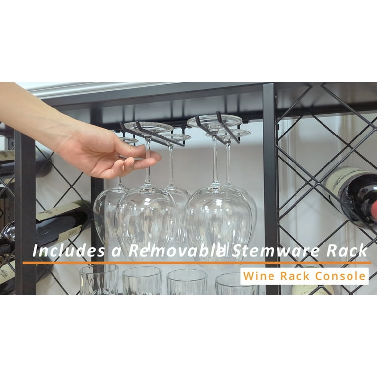 Mango Steam Wine Rack Console with Glass Table Top 34 Bottle