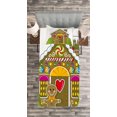 thumbnail image 3 of Ambesonne Gingerbread Man Quilted Bedspread Set 2 Pcs, Candy House, Twin Size, Multicolor, 3 of 3