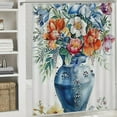 thumbnail image 6 of Awypu Waterproof Shower Curtain Multiple Sizes Chic Modern Bathroom Decor Chinoiserie Blue White Porcelain Vase White, 6 of 7