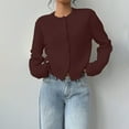 thumbnail image 5 of Women's Cardigan Button Down Long Sleeve Crewneck Crop Cardigan Sweater Cute Knitwear Clothes,Red Women's Cardigan XXL, 5 of 7