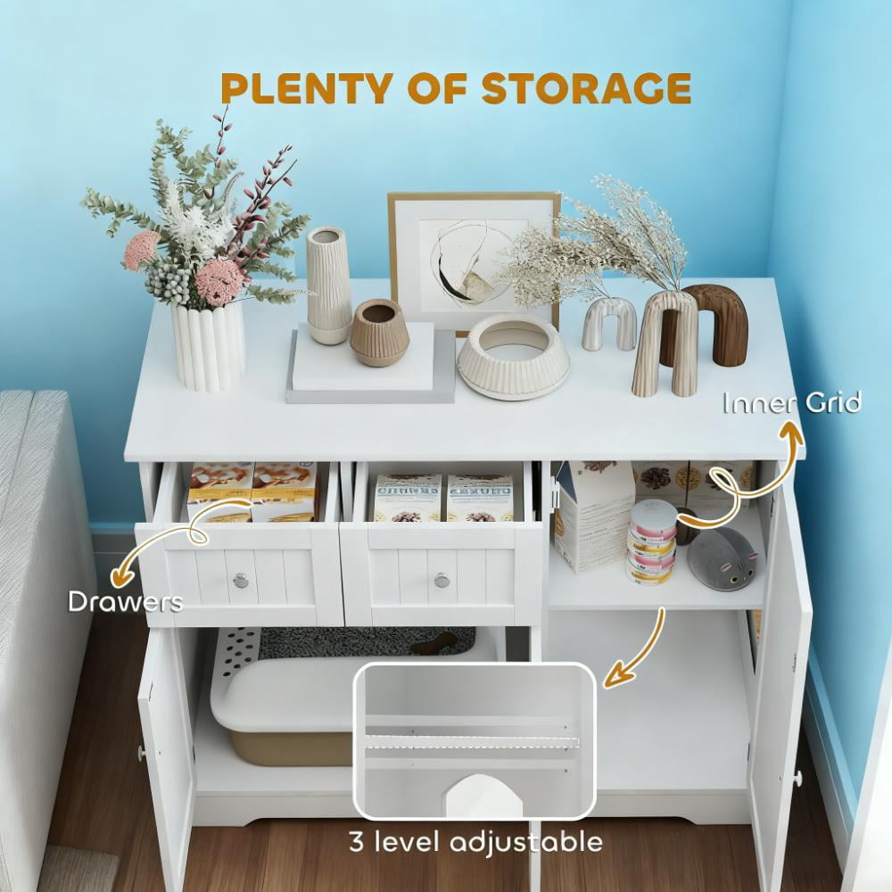 Cat Litter Box Enclosure with Drawers, 39" x 18" x 31.5"