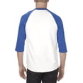 thumbnail image 2 of AL1334 Alstyle Unisex Classic Raglan 3/4 Sleeve T-Shirt  White Royal Blue S, 2 of 2