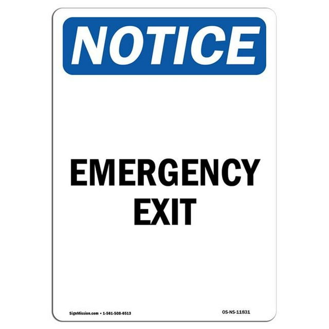 SignMission OS-NS-A-1218-V-11831 Panneau de Signalisation OSHA 12 x 18 Po - Sortie de Secours