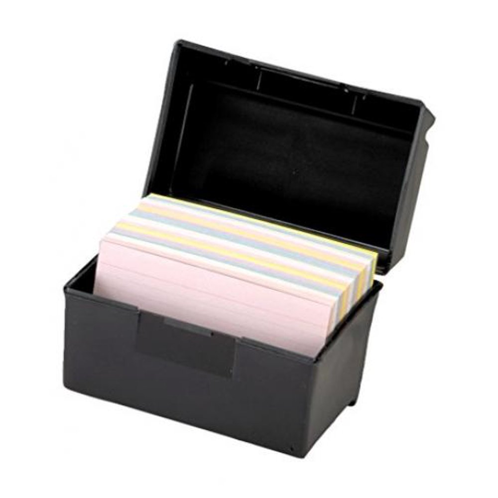 Oxford 01351 Plastic Index Card Flip Top File Box Holds 300 3 x 5 Cards