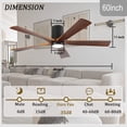 thumbnail image 6 of Tower Fan 60'' Ceiling Fan with Light, Flush Mount, 5 Solid Wood Blades, Quiet Reversible DC Motor, APP & Remote Control, Dimmable Full-Spectrum LED, for 20x20 ft Living Room or Bedroom, No-Slope Ce, 6 of 9