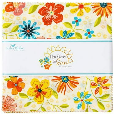 Here Comes The Sun Riley Blake Stacker by Sandy Gervais; 42 - 5" Precut Fabric Quilt Squares