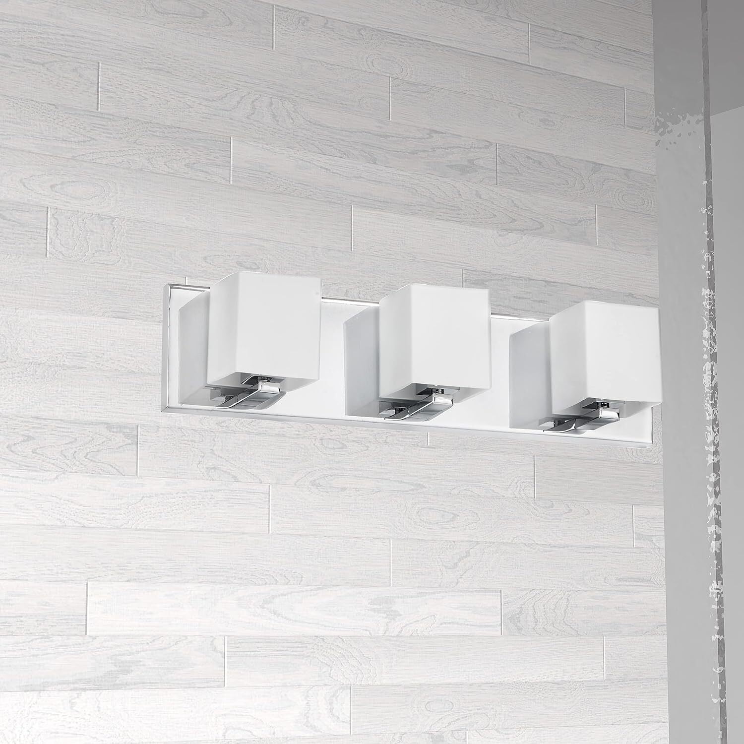 3 Light Vanity Light Fixture, Old World Style Bathroom Lighting, Chrome Finish