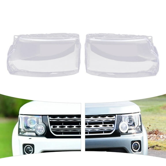 Left & Right 1 Pair Headlight Lens Covers Clear For 2014-2016 Land Rover Discovery 4 LR4