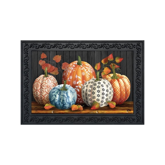 Briarwood Lane Fall Doormat 30x18 Indoor Outdoor Elegant Pumpkins For Fall Doormat