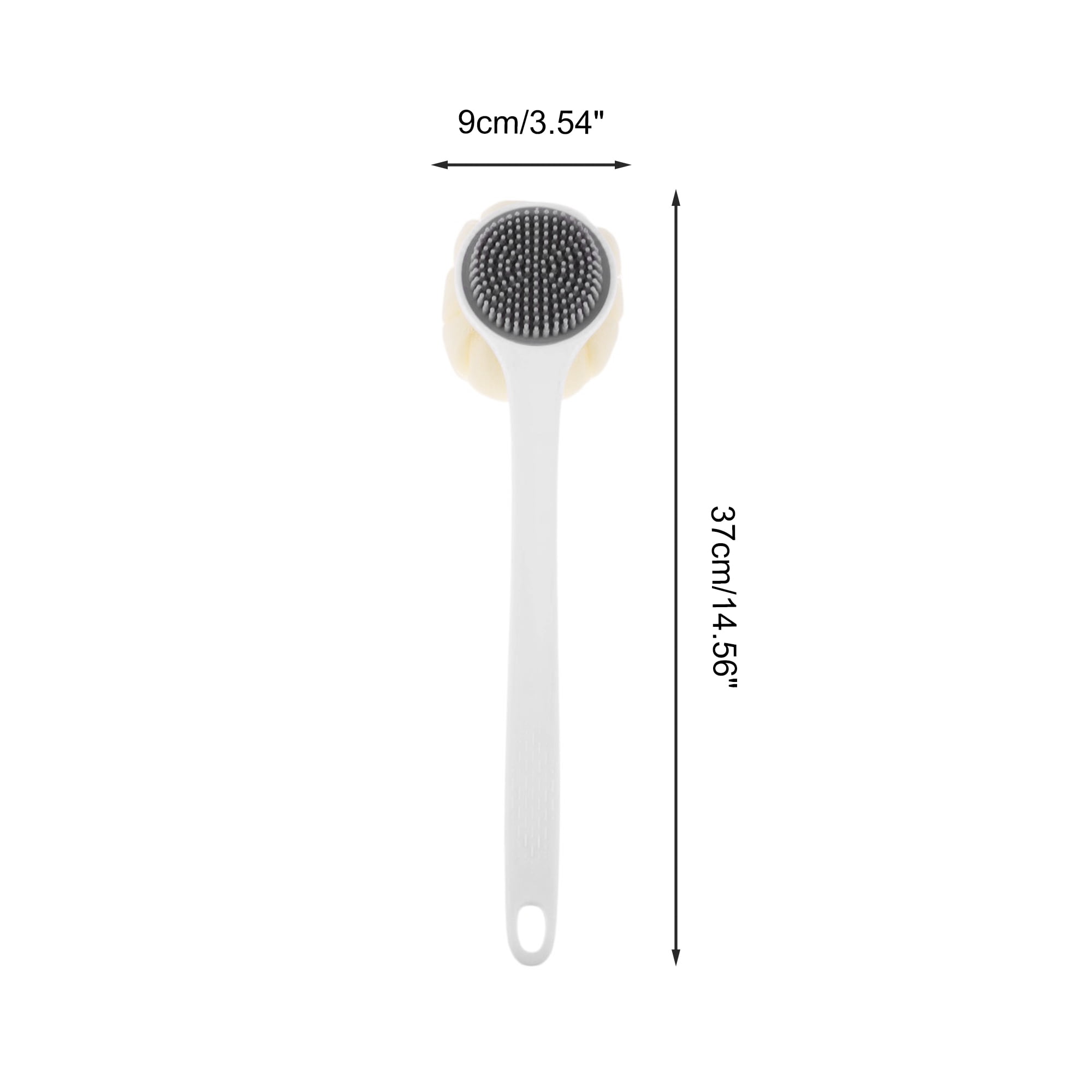 Unique Bargains 1pc Long Handle Bath Brush Body Scrubber for Bathroom White