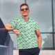 thumbnail image 4 of Balery Cute Dinosaur Blue Green Camisa Polo de Hombre con Estampado, de Manga Corta y Tejido Medio, Camisa Tipo Golf Polo-3X-Large, 4 of 6