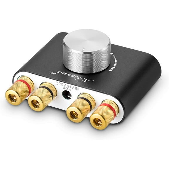 Mini Bluetooth Power Amplifier Stereo Hi-Fi Digital Amp 2.0 Channel 50W×2 with AUX/USB/Bluetooth Input Wireless Audio Receiver PC Sound Card with Power Supply (Black)