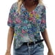 thumbnail image 1 of ICHUANYI Clearance Women's Fashion Casual Plus Size Scenic Flowers Printing V-Neck T-Shirt Tops(Light Blue, XXL) ICHUANYI WER2023080802851, 1 of 5