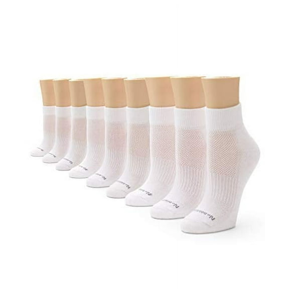 No Nonsense Women's Soft & Breathable Cushioned Quarter Top Sock, White - 9 Pair Pack, 4-10