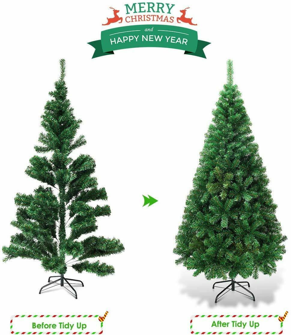 Details about   6/7FT Christmas Tree PVC Hinged Artificial Pine Cone Xmas Trees With Metal Stand 