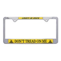 Don't Tread On Me Flag "Liberty or Death" Chrome License Plate Frame