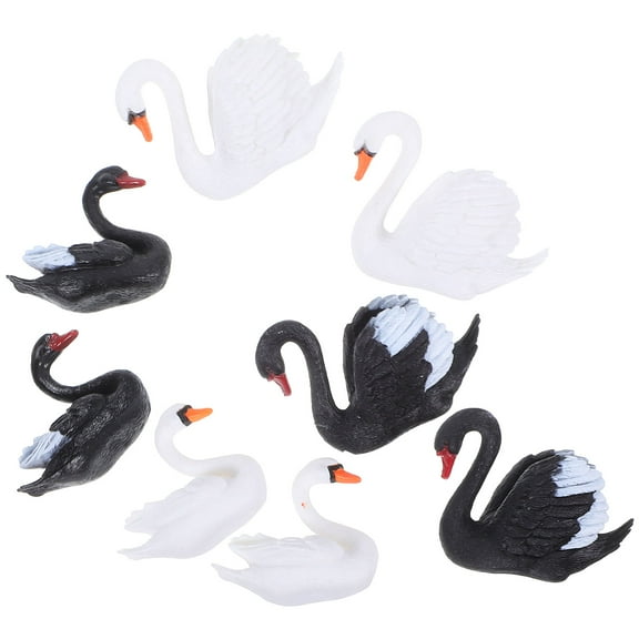TAILTOSS 8Pcs Miniature Swans Plastic Statues for Home Decor and Garden Swans Decor 4.2*3.3*2.0in