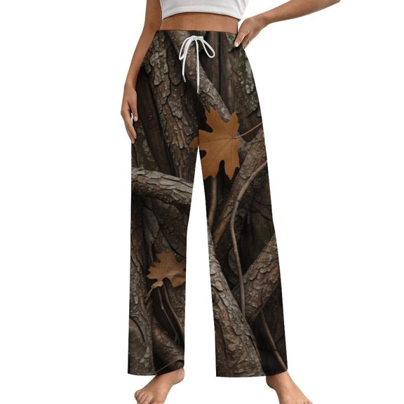 Autumn Leaves Bark Texture-1 Pajama Pants Breathable with Pockets Pajamas For Lady Vintage Sleeping Pants Bedroom Homewear