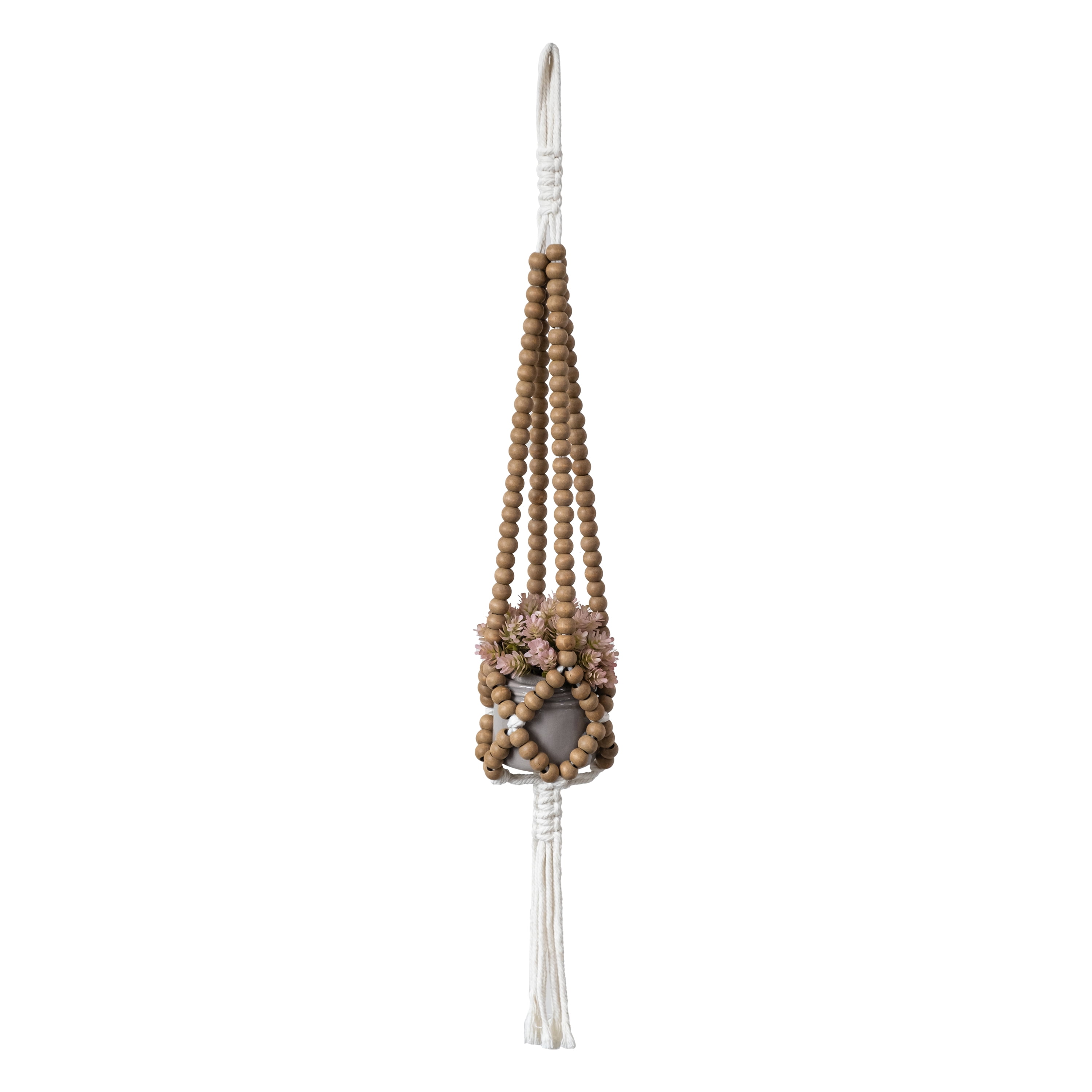 Better Homes & Gardens Wood Brown Beaded Plant Hanger, 1 Count