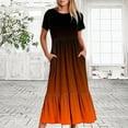 thumbnail image 7 of ibuvkizy Casual Dress for Women 2025,Summer Fashion Maxi Tiered Dress Crewneck Solid Color Short Sleeve Comfortable Loose Long Dress with Pockets Beach Sundresses Orange,Sizes S-2XL, 7 of 7