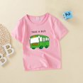 thumbnail image 5 of EnJoCho Child Cartoon Blouse Toddler Kids Boys Girls Summer Bus Car Print Short Sleeve Crewneck T Shirts Cute Summer Daily Tops Tee Clothes Pink, 5 of 9
