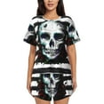 thumbnail image 1 of Fotbe Watercolor Skull Conjunto de Pijama Estampado para Mujer, 2 Piezas, Ropa de Dormir con Camiseta de Manga Corta y Shorts Suaves-Small, 1 of 6
