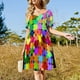 thumbnail image 4 of Vestido de manga corta con cuadros brillantes para mujer, vestido de fiesta, traje de festival, vestido de mujer, 4 of 7