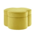 thumbnail image 3 of Rustic Manor Romilly Velvet Clover Shaped Cocktail Storage Ottoman, Yellow, 3 of 8