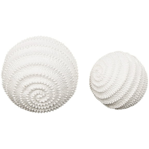 6", 5"H Cream Resin Textured Coral Sculpture with Dimensional Ball Details, by DecMode (2 Count)