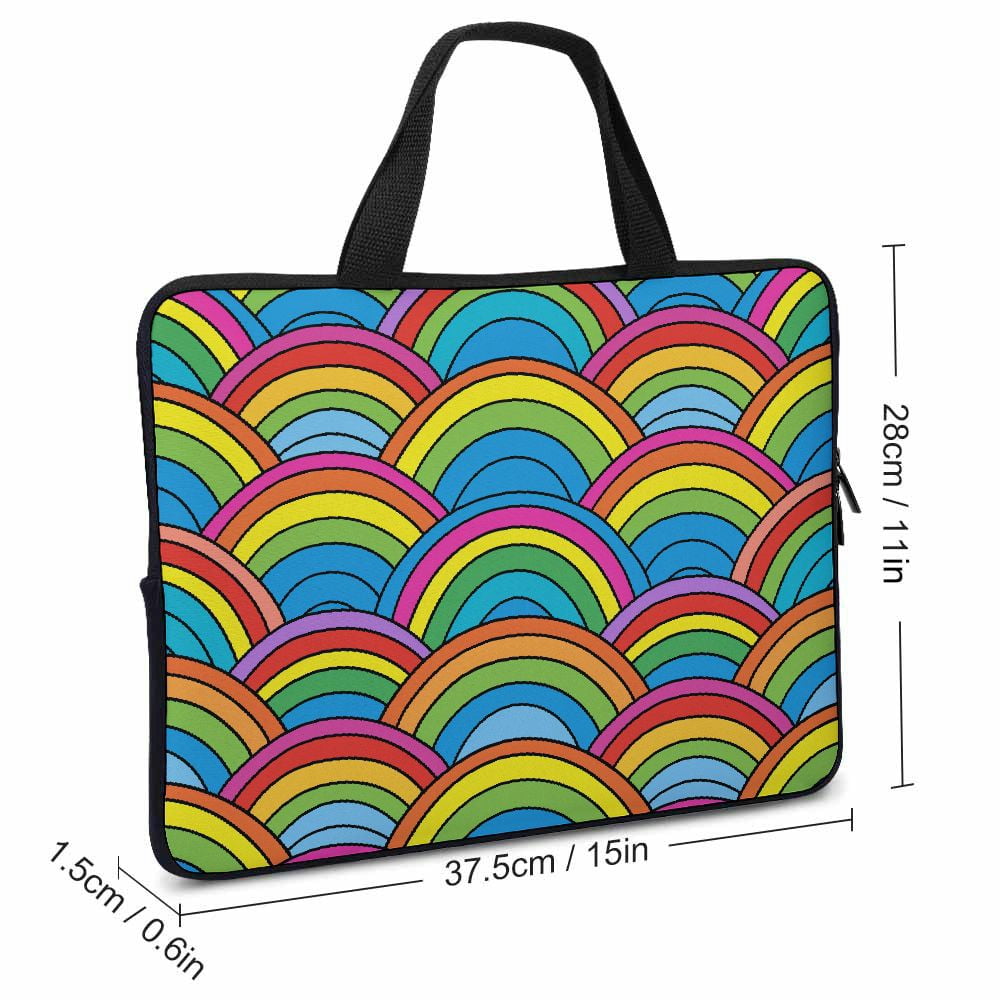 JRXY Colorful Rainbow Pattern Diving Fabric Laptop Carrying Bag Handle Case 15inch