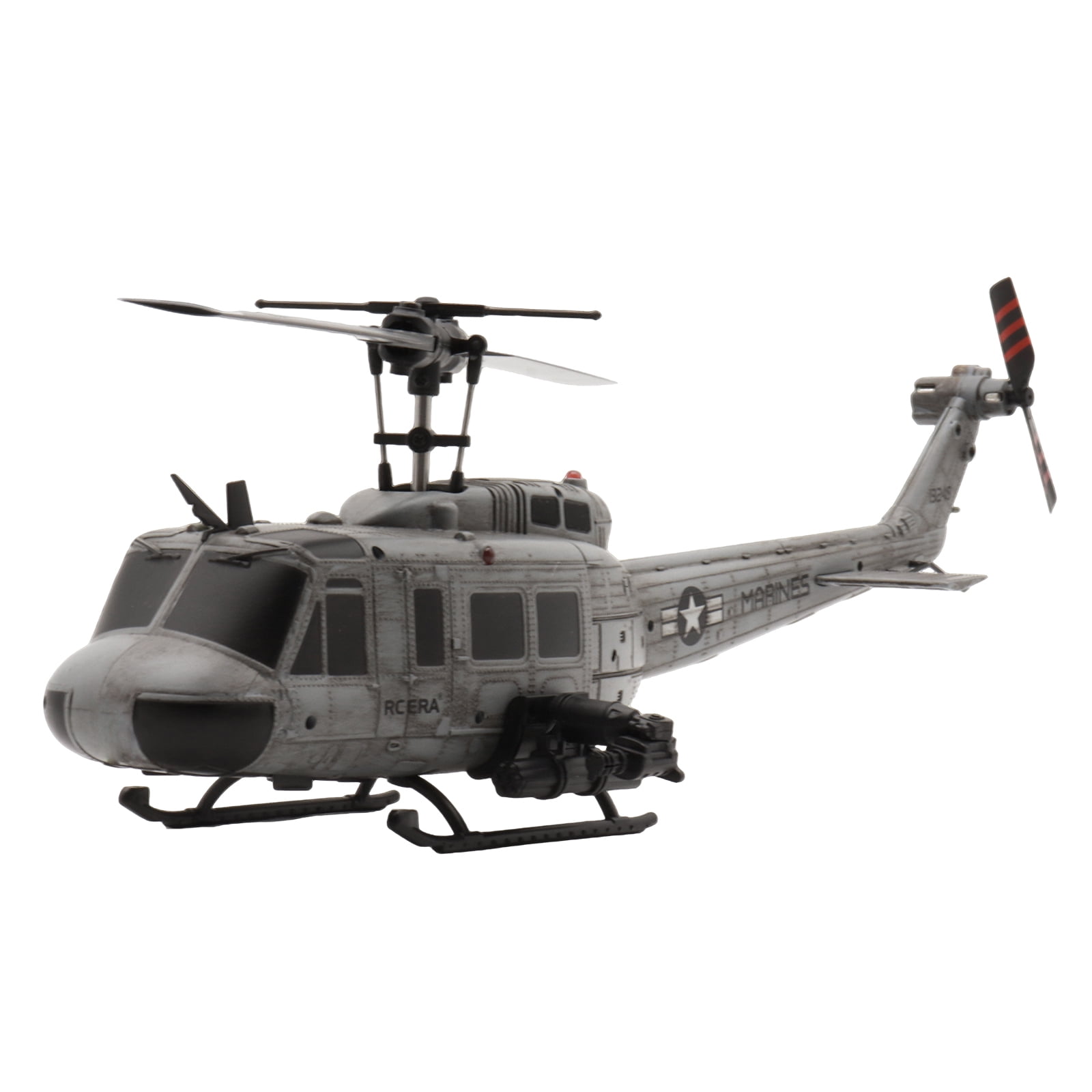 RC-ERA C032 UH-1 Huey 1/48 RC Helicopter 6CH Flybarless Brushless Aircraft with Optical Flow Positioning, TOF Altitude Hold, 6 Axis Gyro, One Key Inverted Flight, RTF for Adults, Gray - 2 battery