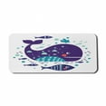 thumbnail image 1 of Whale Computer Mouse Pad, Navy Sea Theme Cartoon Big Fish with Others in Ocean Swimming Image Art, Rectangle Non-Slip Rubber Mousepad X-Large, 35" x 15", Purple Turquoise White, by Ambesonne, 1 of 2