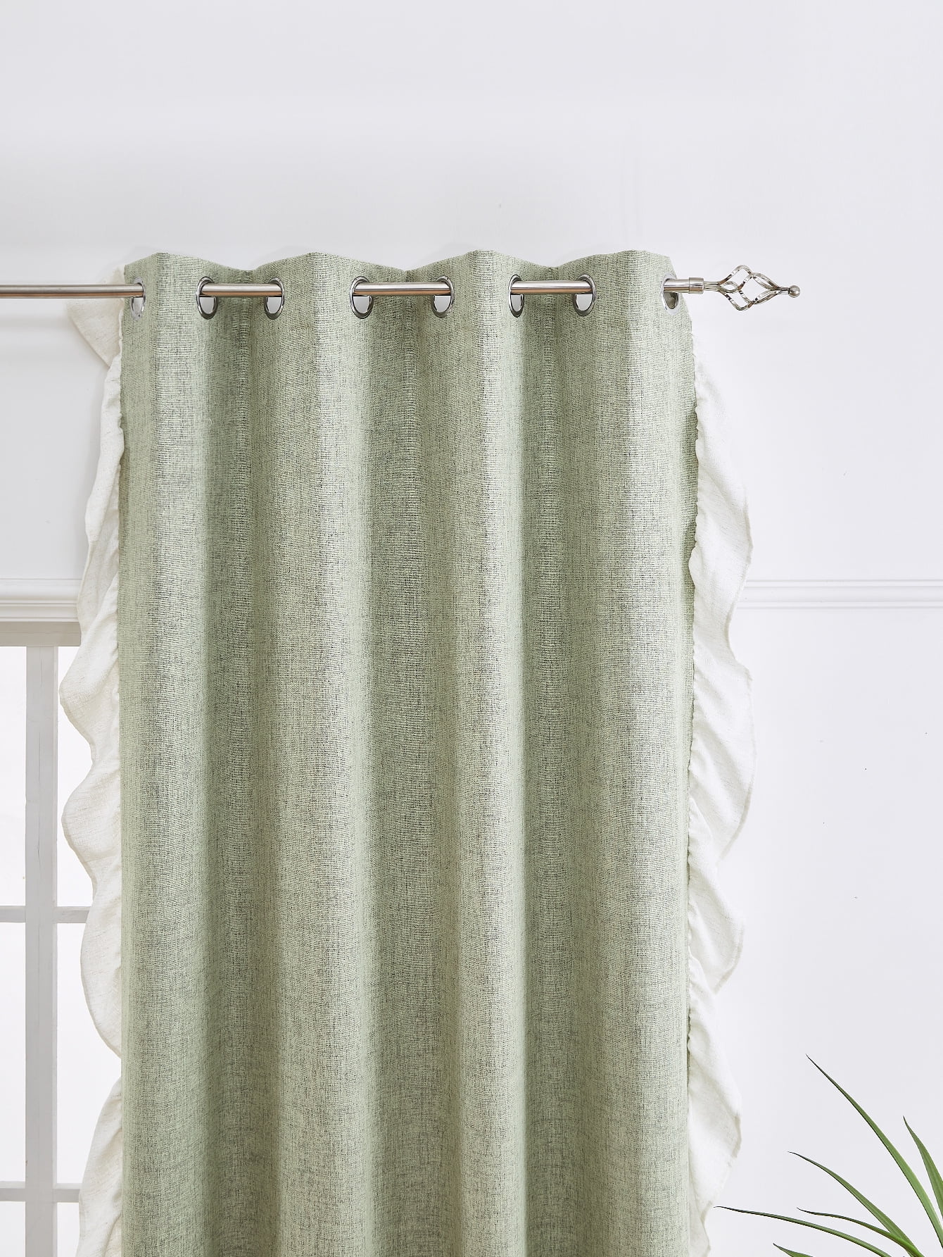 Namzi Linen Curtains 132*214CM- 1 slice Light Green Blackout, Thermal Insulated Window Drapes for Bedroom Living Room, Blackout Curtains for Privacy & Light Control