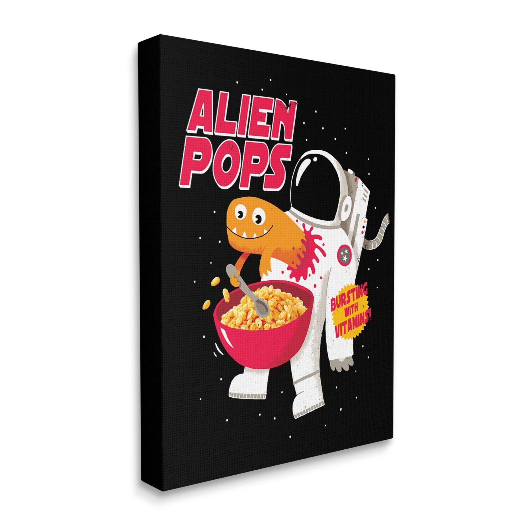 Stupell Industries Alien Pops Bold Modern Cartoon Character Cereal Canvas Wall Art, 30 x 40, Design by Michael Buxton