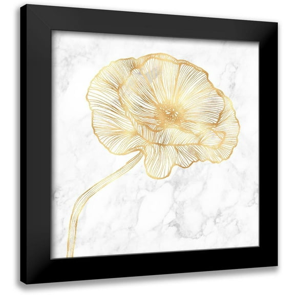 Atelier B Art Studio 12x12 Black Modern Framed Museum Art Print Titled - GOLDEN POPPY FLOWER