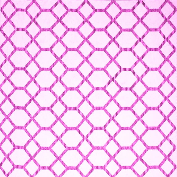 Ahgly Company Indoor Square Trellis Pink Contemporary Area Rugs, 4' Square