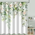 thumbnail image 5 of Sage Green Eucalyptus Shower Curtain Watercolor Leaves Floral Spring Leaf Plant Bathroom Curtains Waterproof Fabric Bathtub Curtains Set with Hooks 72"x72", 5 of 6