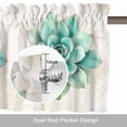 thumbnail image 6 of Turquoise Succulent Valance Curtain Watercolor Green Leaves Ferns Plants Window Valances Rod Pocket Short Curtains Window Treatments for Kitchen Bedroom Bathroom Laundry 54" x 18", 6 of 9