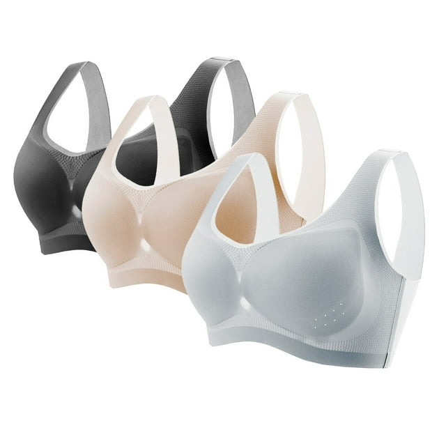 Hemlock Soutien-Gorge en Filet, Sans Fil, Fin, Respirant, Grande Taille, 3 Pcs, Or 2TG, Taille M-4TG
