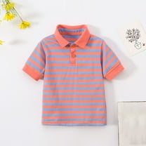 Golf Shirts for Teens Size 3-14 Cotton Short Sleeve Collared T-Shirts Boys & Girls Kids Cute Stripe Printed Pullover Going-Out Tees Tops