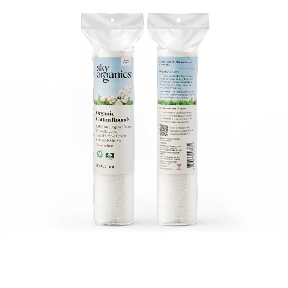 (7 pack) Sky Organics Cruelty-Free 100% Biodegradable Cotton Rounds, 100 Count
