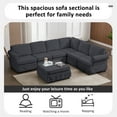 thumbnail image 6 of Euroco Fabric Sofa L shaped Upholstered Modular Sofa Collection, Sectional Couch with Removable Ottoman for Living Room, Dark Gray, 108" x 84", 6 of 9