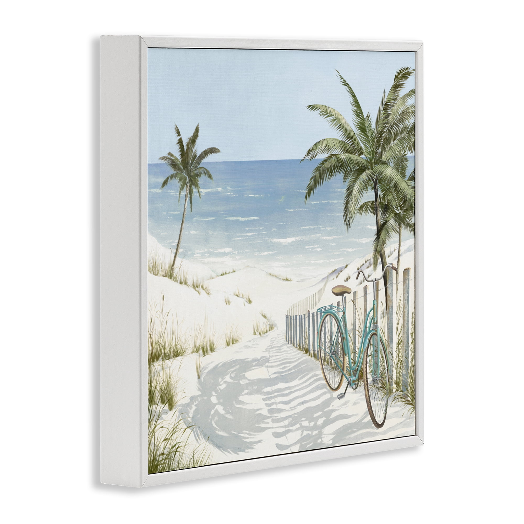 Stupell Industries Beach Bike Coastal Scene White Framed Giclee Art, design by Lorenzo Collective