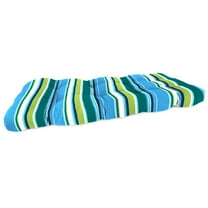 Jordan Manufacturing 44" x 18" Covert Capri Blue Stripe Rectangular Tufted Contoured Outdoor Wicker Settee Bench Cushion