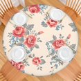 thumbnail image 2 of Pioneer Flower Floral Print Pattern Round Fitted Tablecloth with Elastic Edge,Dining Table Cover Waterproof,Outdoor Round Tablecloth for Camping,Dining,Indoor and Outdoor, 2 of 7