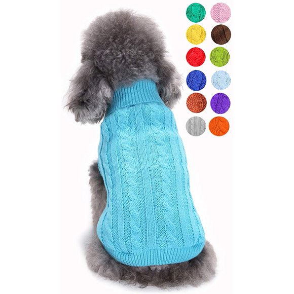 Small Dog Sweater, Warm Pet Sweater, Cute Knitted Classic Dog Sweaters for Small Dogs Girls Boys, Cat Sweater Dog Sweatshirt Clothes Coat Apparel for Small Dog Puppy Kit (Small, Blue)