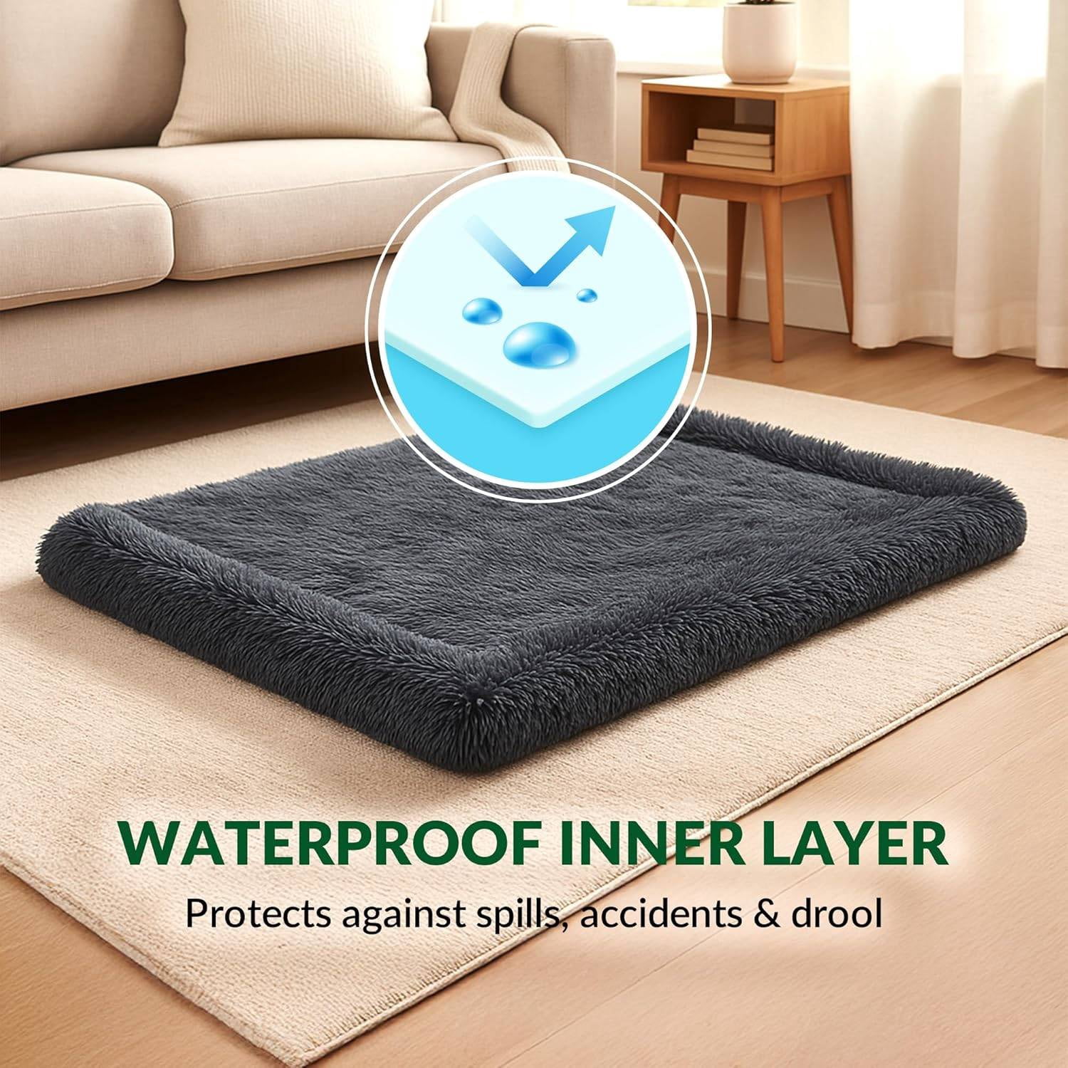 Dig Defence Large Plush Pet Bed, Soft Fluffy Surface, Removable Washable Cover with Waterproof Sleeve, Non Slip Bottom, Durable Dog Bed for Large Dogs