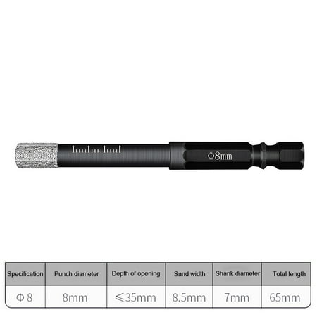 

6/8/10/12mm Vaccum Brazed Diamond Dry Drill Bits Hole Saw Cutter for Granite Marble Ceramic Tile Glass